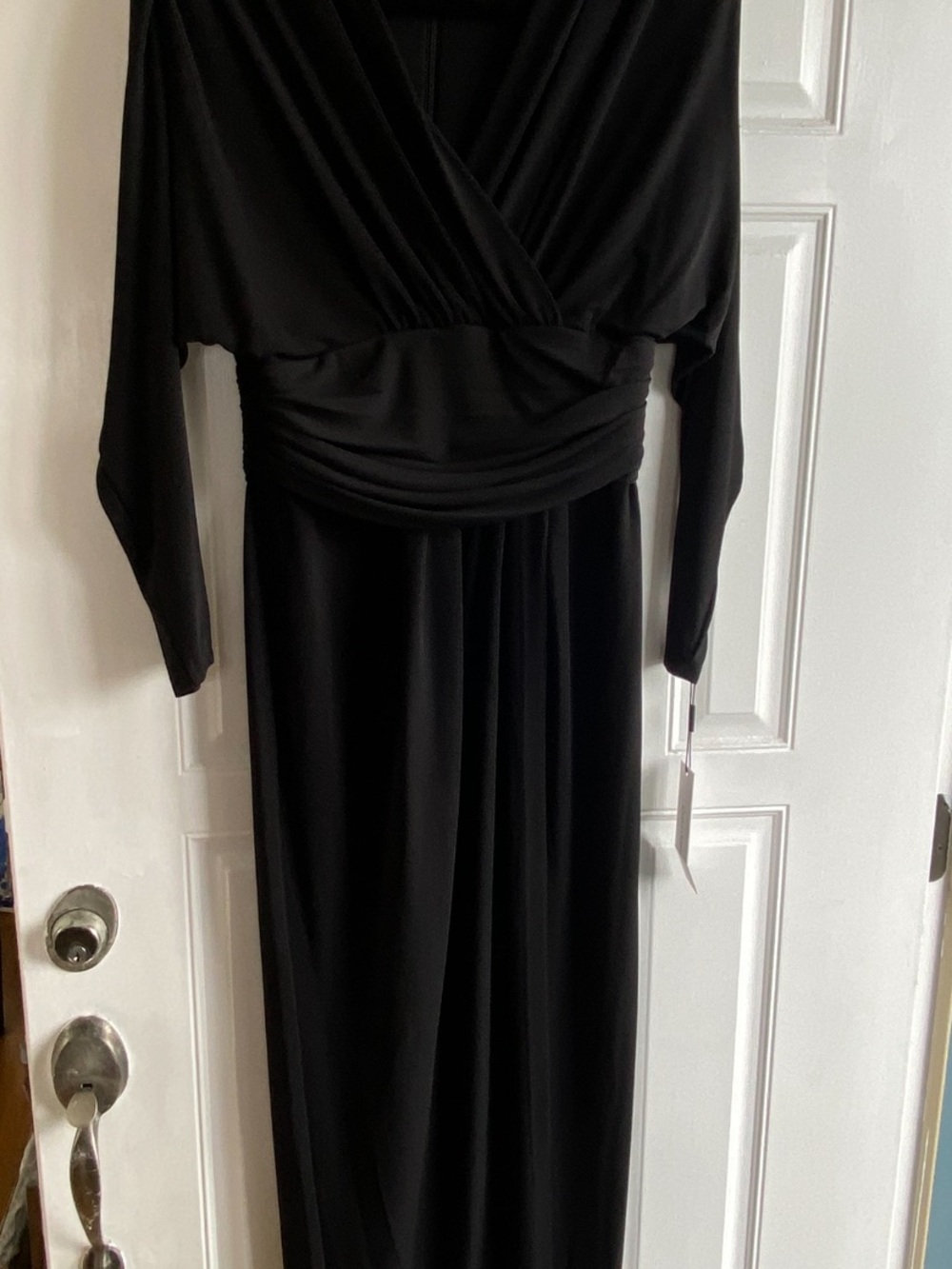 Calvin Klein Black Long Sleeve Ruched Waist Maxi Dress - Picture 10 of 10